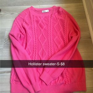 Hollister Women's Vibrant Pink Cable Knit Sweater